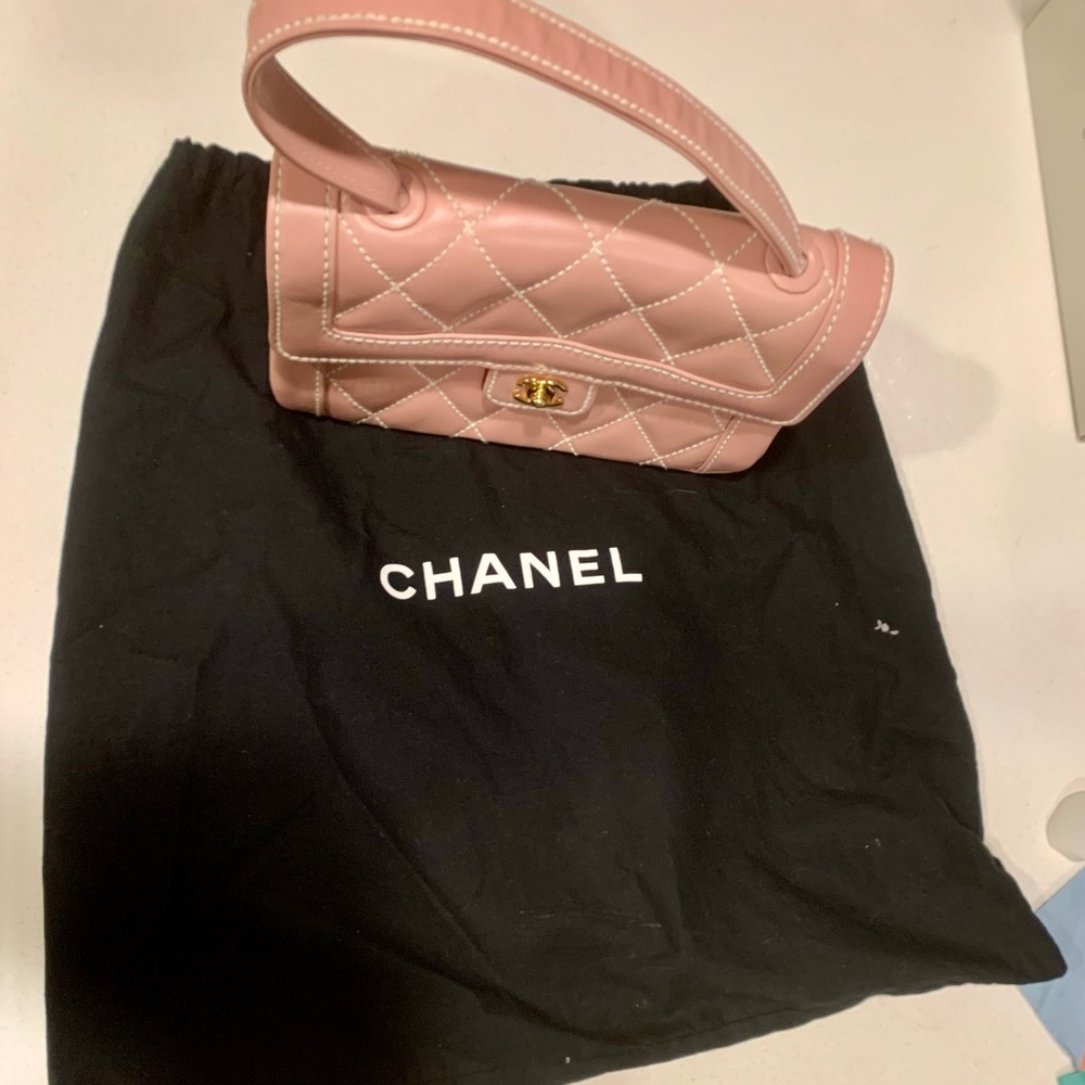 Rare Vintage Chanel Mauve Pink Surpique Top-Handle Flap Bag - Picture 4 of 11